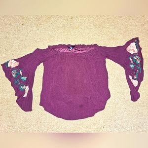 Blue Rain Flare Blouse, embroidered, Medium